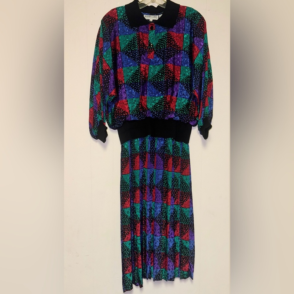 Andrea Gayle vintage 80’s pleaded pattern dress